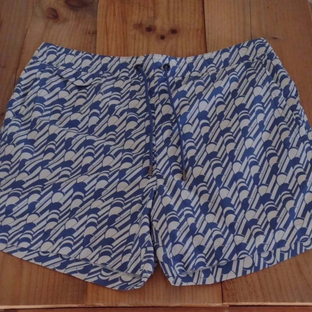 Ted Baker Cedric Light Blue Print Drawstring Waist Swim Shorts Size 6 W36
